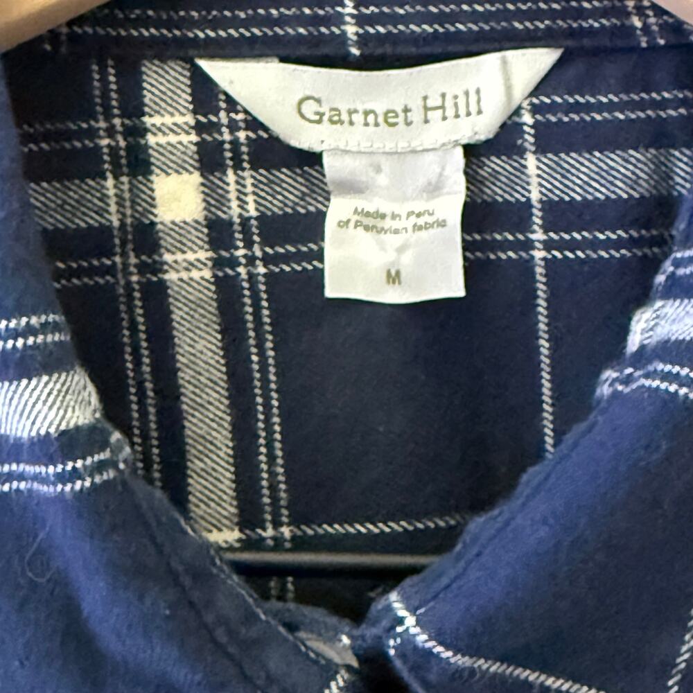 Garnet Hill Womens M Blue Plaid Shirt Dress Button Front Cotton Preppy Cottage - Picture 4 of 9